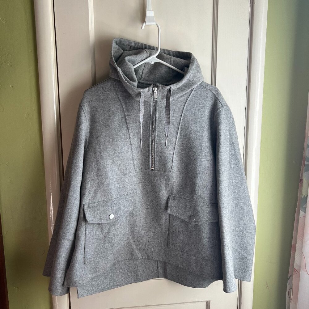 Cap Hooded Wool Swing Coat - Womens Size Large
